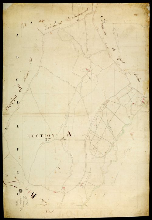 Poiseux, cadastre ancien : plan parcellaire de la section A, feuille 2