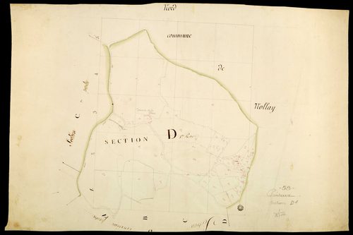 Poiseux, cadastre ancien : plan parcellaire de la section D, feuille 1