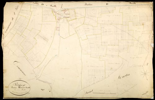 Pougny, cadastre ancien : plan parcellaire de la section E dite de la Pourelle