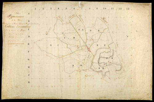 Pougues-les-Eaux, cadastre ancien : tableau d'assemblage