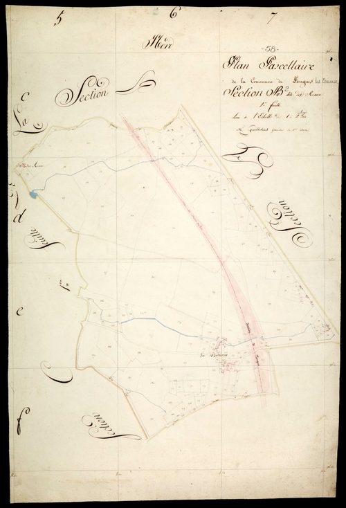 Pougues-les-Eaux, cadastre ancien : plan parcellaire de la section B dite des Riots, feuille 2