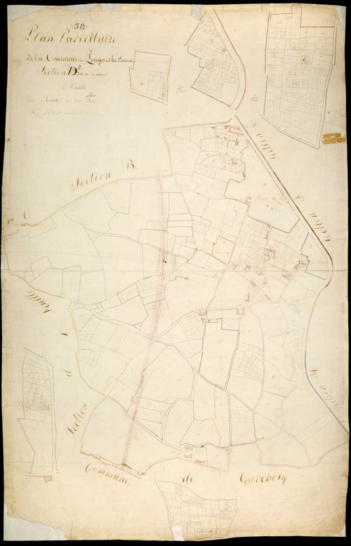 Pougues-les-Eaux, cadastre ancien : plan parcellaire de la section D dite de Gravières, feuille 2