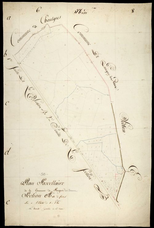 Pougues-les-Eaux, cadastre ancien : plan parcellaire de la section A dite de Chanterne