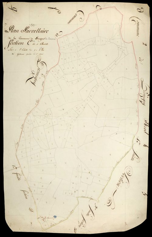 Pougues-les-Eaux, cadastre ancien : plan parcellaire de la section C dite de Chantolle