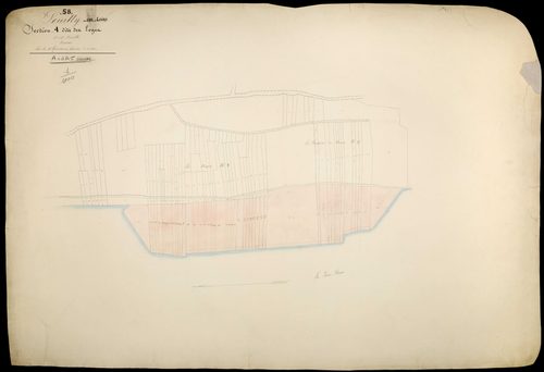 Pouilly-sur-Loire, cadastre ancien : plan parcellaire de la section A dite des Loges, feuilles 1 et 5, annexe