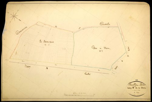 Pouilly-sur-Loire, cadastre ancien : plan parcellaire de la section B dite du Nozet, feuille 1