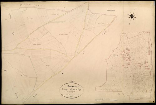 Pouques-Lormes, cadastre ancien : plan parcellaire de la section A dite de Vassy, feuille 3