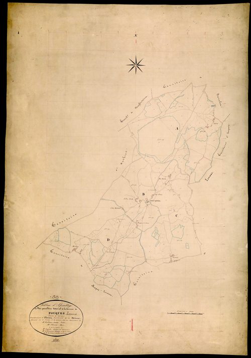 Pouques-Lormes, cadastre ancien : tableau d'assemblage