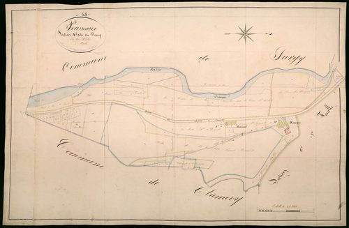 Pousseaux, cadastre ancien : plan parcellaire de la section A dite du Bourg, feuille 3