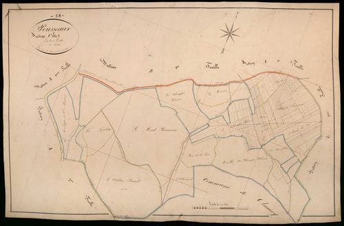 Pousseaux, cadastre ancien : plan parcellaire de la section C, feuille 1