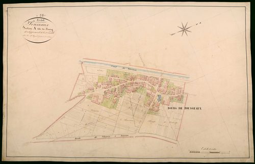 Pousseaux, cadastre ancien : plan parcellaire de la section A dite du Bourg, feuille 1, développement