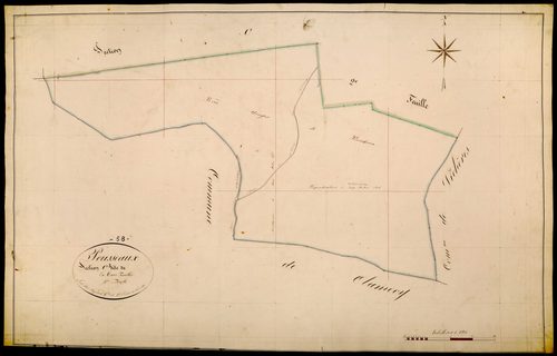 Pousseaux, cadastre ancien : plan parcellaire de la section C, feuille 3