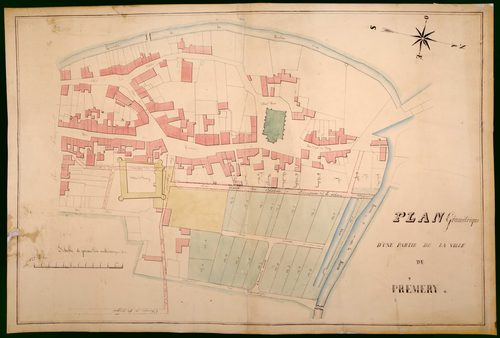 Prémery, cadastre ancien : plan géométrique d'une partie de la ville