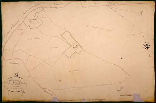 Prémery, cadastre ancien : plan parcellaire de la section B dite de Nantin, feuille 1