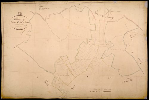 Prémery, cadastre ancien : plan parcellaire de la section D dite de Cervenon, feuille 3