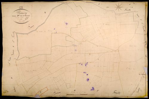 Prémery, cadastre ancien : plan parcellaire de la section D dite de Cervenon, feuille 1