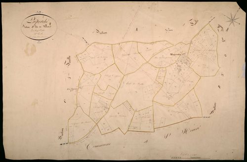 Préporché, cadastre ancien : plan parcellaire de la section B dite de Villard, feuille 5
