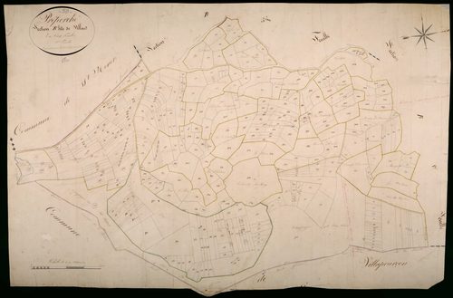 Préporché, cadastre ancien : plan parcellaire de la section B dite de Villard, feuille 2