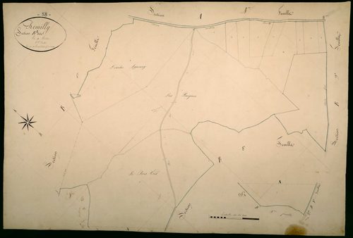 Rémilly, cadastre ancien : plan parcellaire de la section B dite de la Boue, feuille 2