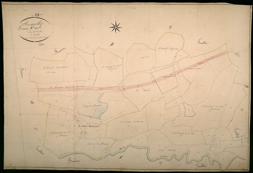 Rémilly, cadastre ancien : plan parcellaire de la section B dite de la Boue, feuille 7