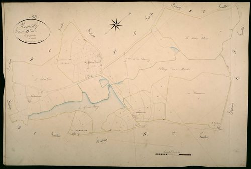 Rémilly, cadastre ancien : plan parcellaire de la section B dite de la Boue, feuille 4