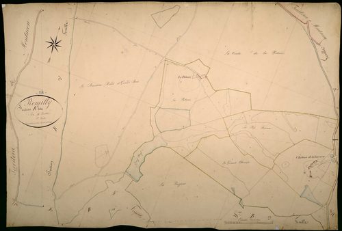 Rémilly, cadastre ancien : plan parcellaire de la section B dite de la Boue, feuille 1