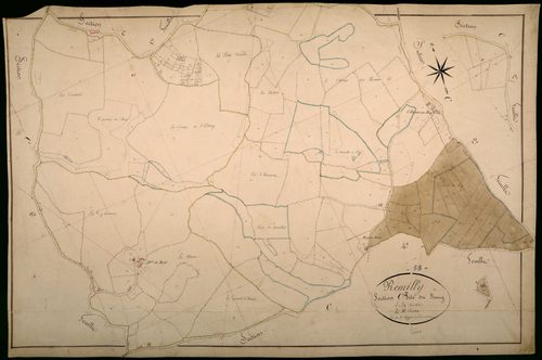 Rémilly, cadastre ancien : plan parcellaire de la section C dite du Bourg, feuille 2