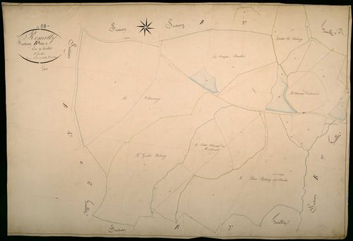Rémilly, cadastre ancien : plan parcellaire de la section B dite de la Boue, feuille 8