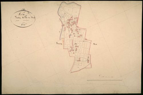 Rix, cadastre ancien : plan parcellaire de la section A dite du Bourg, feuille 1, développement