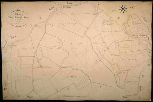 Rouy, cadastre ancien : plan parcellaire de la section C dite du Bourg, feuille 2