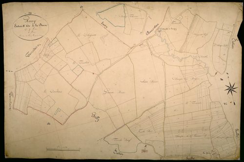 Rouy, cadastre ancien : plan parcellaire de la section B dite de la Barre, feuille 3