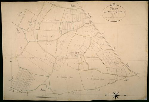 Rouy, cadastre ancien : plan parcellaire de la section A dite de Grandchamp, feuille 5