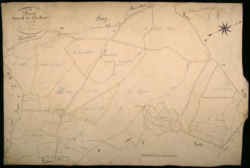 Rouy, cadastre ancien : plan parcellaire de la section B dite de la Barre, feuille 2