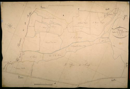 Rouy, cadastre ancien : plan parcellaire de la section A dite de Grandchamp, feuille 9