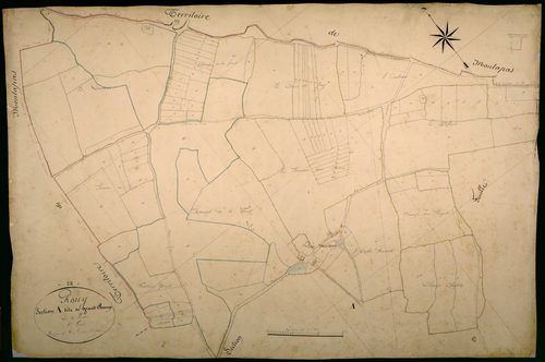 Rouy, cadastre ancien : plan parcellaire de la section A dite de Grandchamp, feuille 1