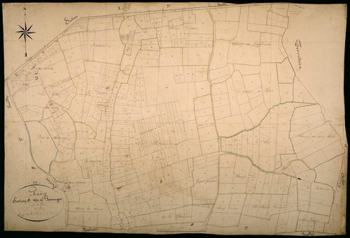 Rouy, cadastre ancien : plan parcellaire de la section D dite de Perranges, feuille 1
