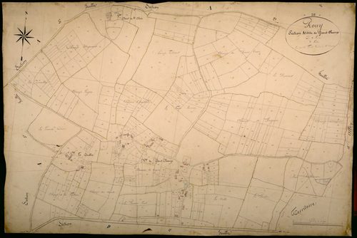 Rouy, cadastre ancien : plan parcellaire de la section A dite de Grandchamp, feuille 3