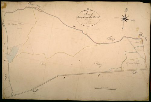 Rouy, cadastre ancien : plan parcellaire de la section B dite de la Barre, feuille 1