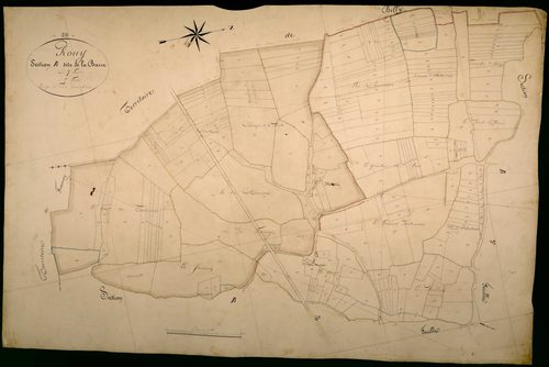 Rouy, cadastre ancien : plan parcellaire de la section B dite de la Barre, feuille 7