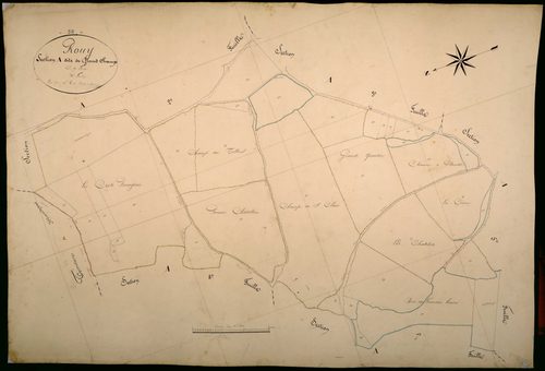 Rouy, cadastre ancien : plan parcellaire de la section A dite de Grandchamp, feuille 4