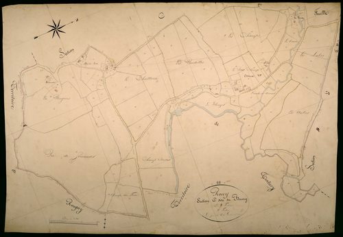 Rouy, cadastre ancien : plan parcellaire de la section C dite du Bourg, feuille 3