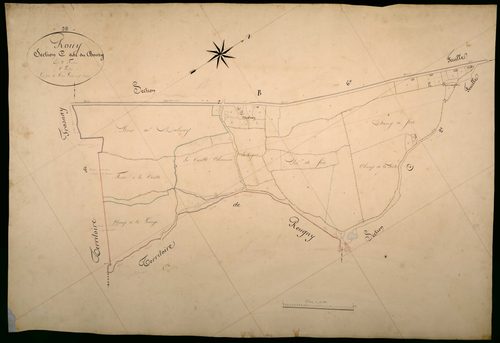 Rouy, cadastre ancien : plan parcellaire de la section C dite du Bourg, feuille 1