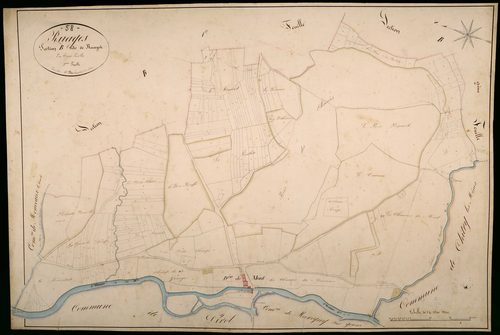 Ruages, cadastre ancien : plan parcellaire de la section B dite de Ruages, feuille 3
