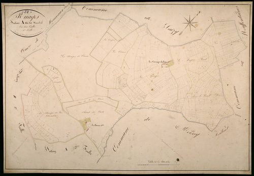 Ruages, cadastre ancien : plan parcellaire de la section A dite du Maréchal, feuille 1