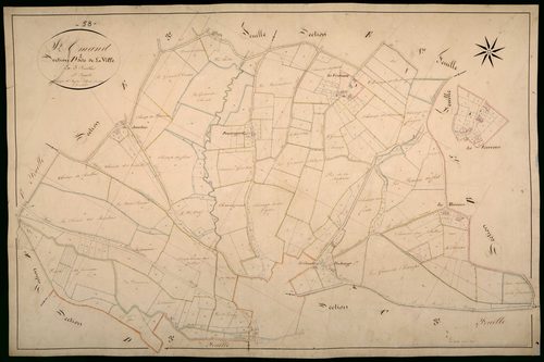 Saint-Amand-en-Puisaye, cadastre ancien : plan parcellaire de la section D dite de la Ville, feuille 1