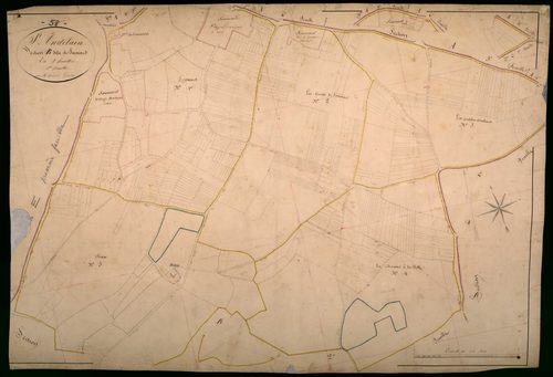 Saint-Andelain, cadastre ancien : plan parcellaire de la section B dite de Soumard, feuille 1