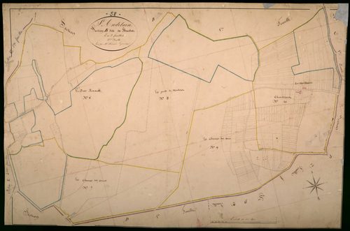Saint-Andelain, cadastre ancien : plan parcellaire de la section B dite de Soumard ou du Bouchot, feuille 2