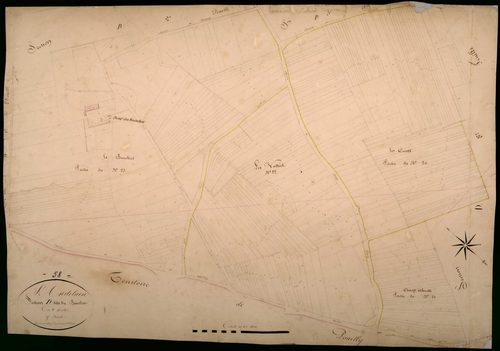 Saint-Andelain, cadastre ancien : plan parcellaire de la section D dite du Bouchot, feuille 9