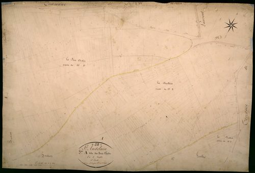 Saint-Andelain, cadastre ancien : plan parcellaire de la section A dite des Bois Chatin, feuille 1
