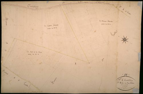 Saint-Andelain, cadastre ancien : plan parcellaire de la section A dite des Bois Chatin, feuille 3